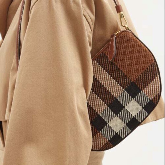 🔴SOLD🔴 BURBERRY Olympia Check Jacquard Pouch-Birch Brown - Picture 3 of 15